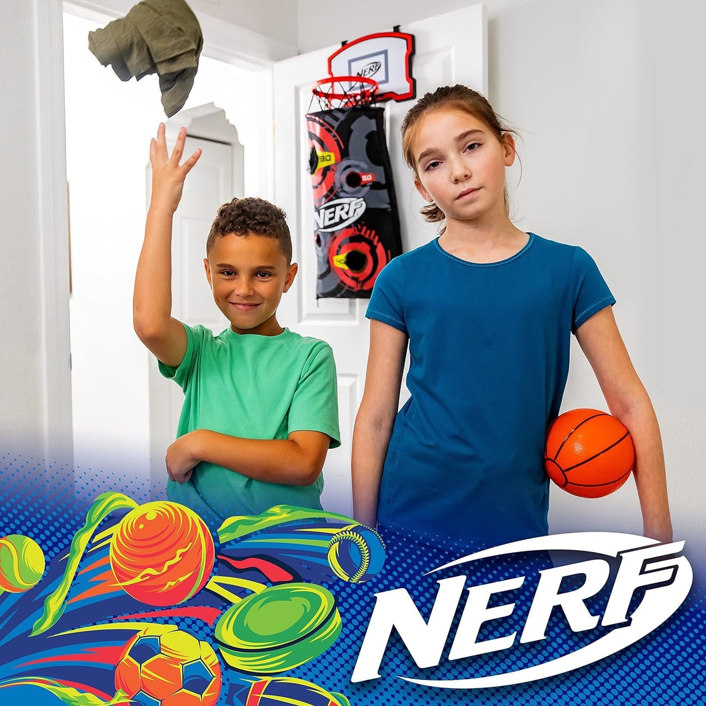 Franklin Sports NERF 3-in-1 Laundry Layup Basketball Hoop Hamper