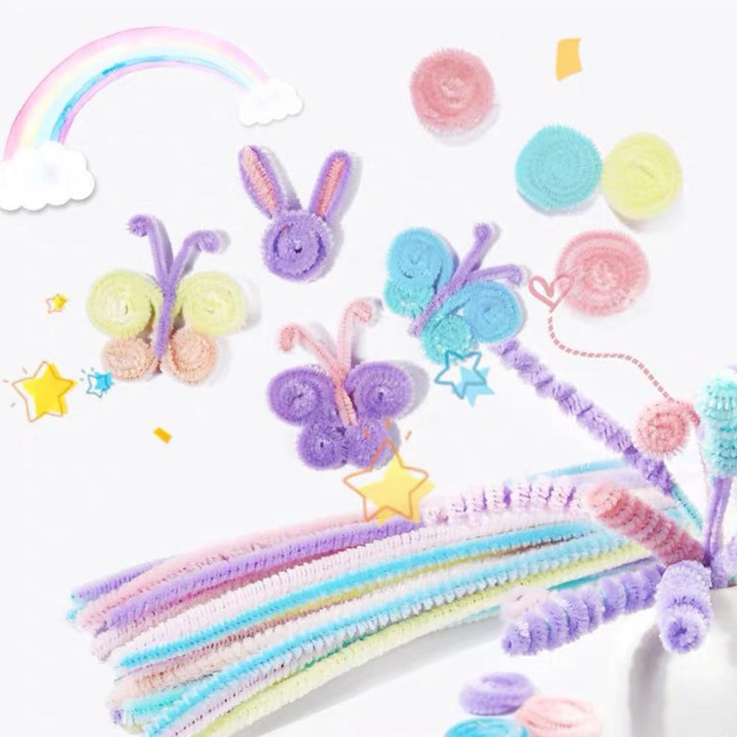 100 PCS Chenille Stems for Crafts, Craft Pipe Cleaners s, Thick Pipe Cleaners, Arts Crafts for DIY, Festive Days Decoratio, Craft Projects Creative