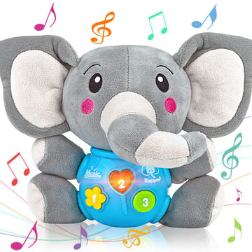 Aitbay Plush Elephant Music Baby Toys 0 to 6 Months, Cute Stuffed Animal Light Up Baby Toys Newborn Baby Musical Toys for Infant Babies Boys & Girls