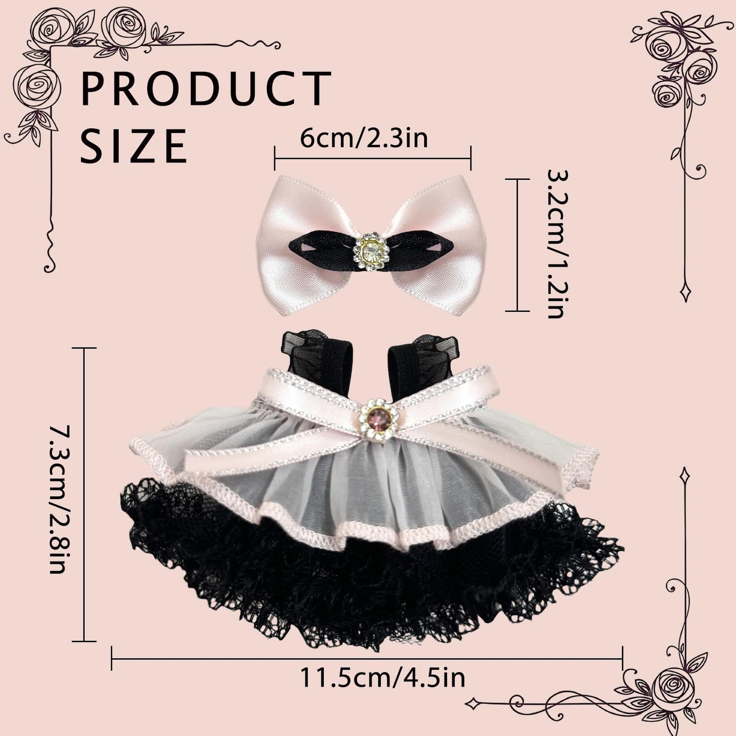 Dress Set Clothes for 17cm Doll(No Dolls) Fashionable and Cute high-end Dresses?The Set has 3 Accessories, Including a Dress, a Bow on The Head,