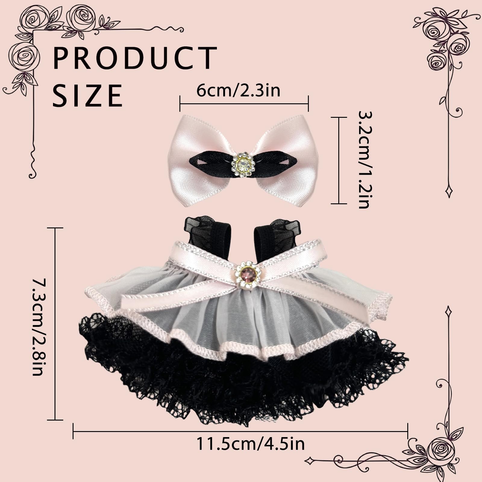 Dress Set Clothes for 17cm Doll(No Dolls) Fashionable and Cute high-end Dresses?The Set has 3 Accessories, Including a Dress, a Bow on The Head,