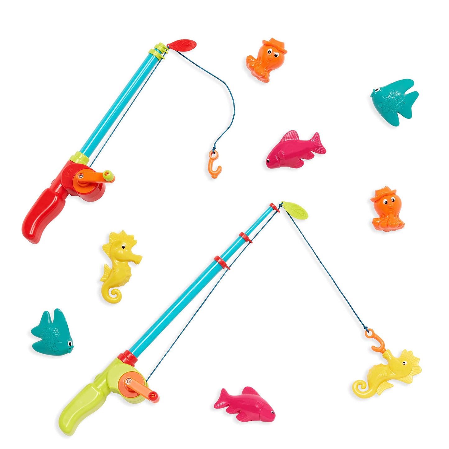 B. toys - Little Fisher's Kit - Magnetic Fishing Adventure Set with Dual Rods, Eight Colorful Aquatic Figures - Ideal Bath Time, Pool Activity