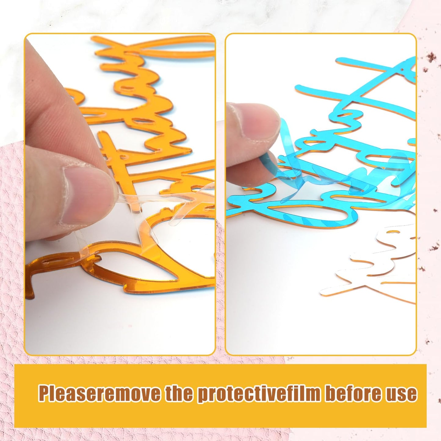 10PCS Gold Happy Birthday Cake Toppers Mirror Acrylic Cake Toppers, Gold Acrylic Birthday Cupcake Toppers for DIY Cake Decor Cake Tools Birthday Party