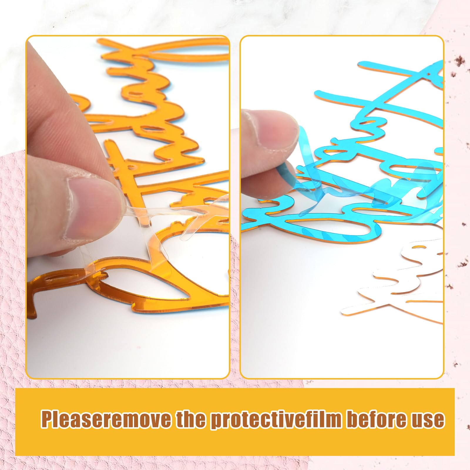 10PCS Gold Happy Birthday Cake Toppers Mirror Acrylic Cake Toppers, Gold Acrylic Birthday Cupcake Toppers for DIY Cake Decor Cake Tools Birthday Party