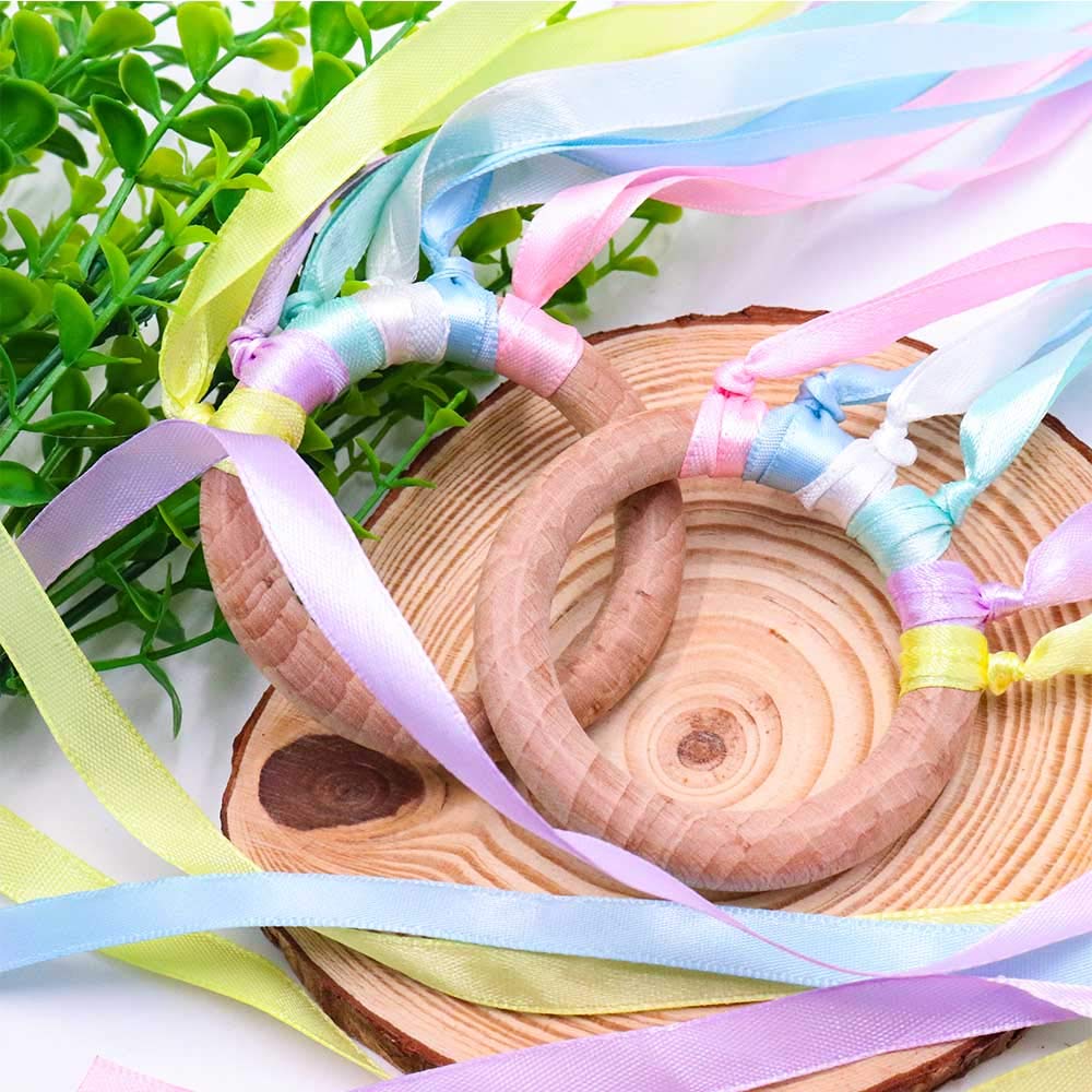 TANOFAR Montessori Toy | Hand Kite |Sensory Ribbon Toy | Wooden Toddler Toys | Rainbow Hand Kite