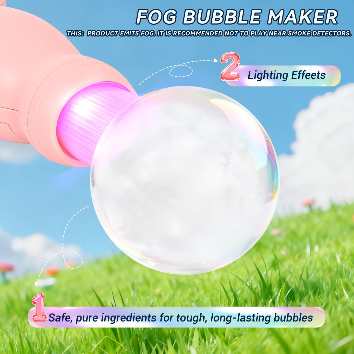 Fog Bubble Wand, Elastic Fog Bubble Machine for Kids, Blue