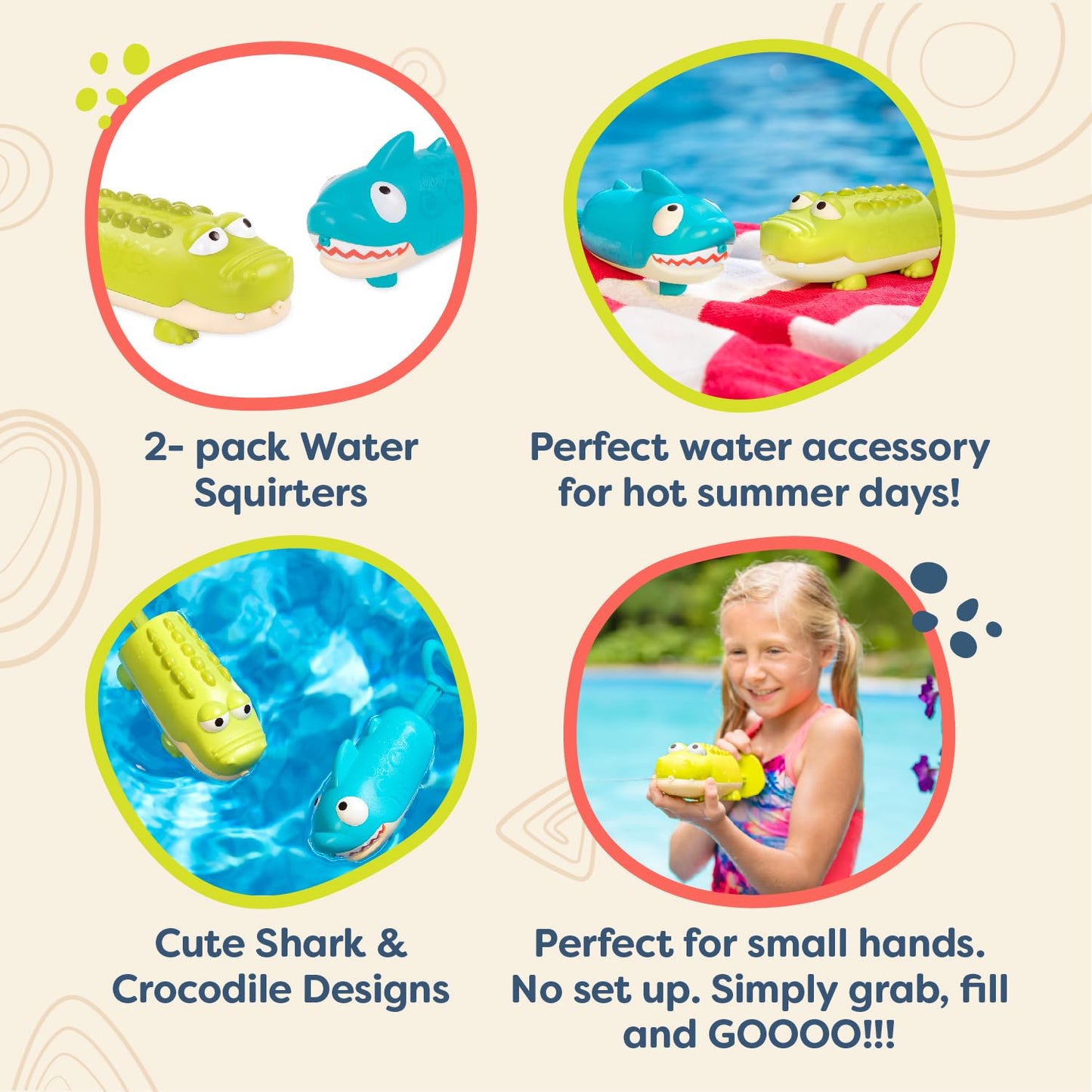 B. toys Splishin' Splash Animal Water Squirts Duo Pack, Summer