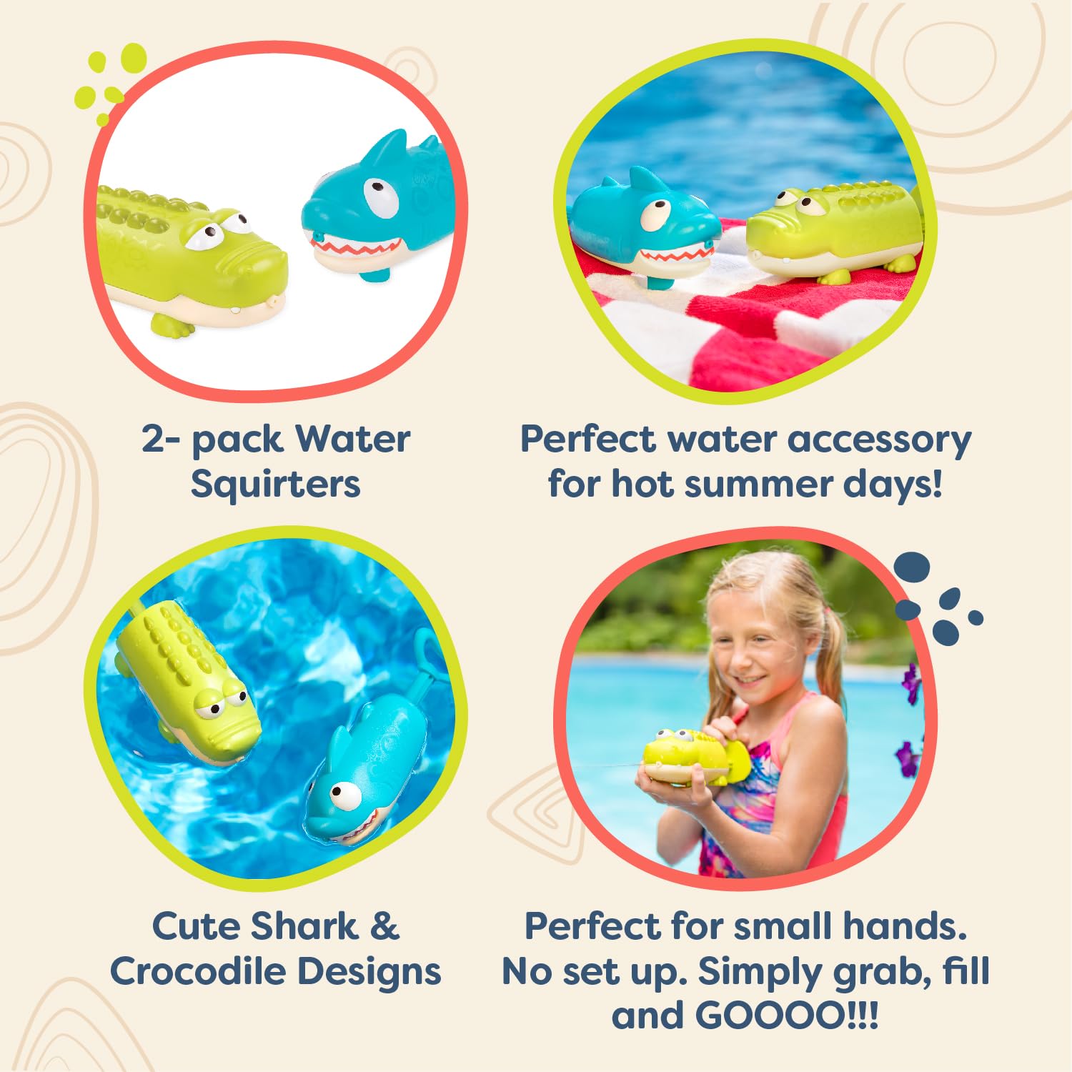 B. toys Splishin' Splash Animal Water Squirts Duo Pack, Summer