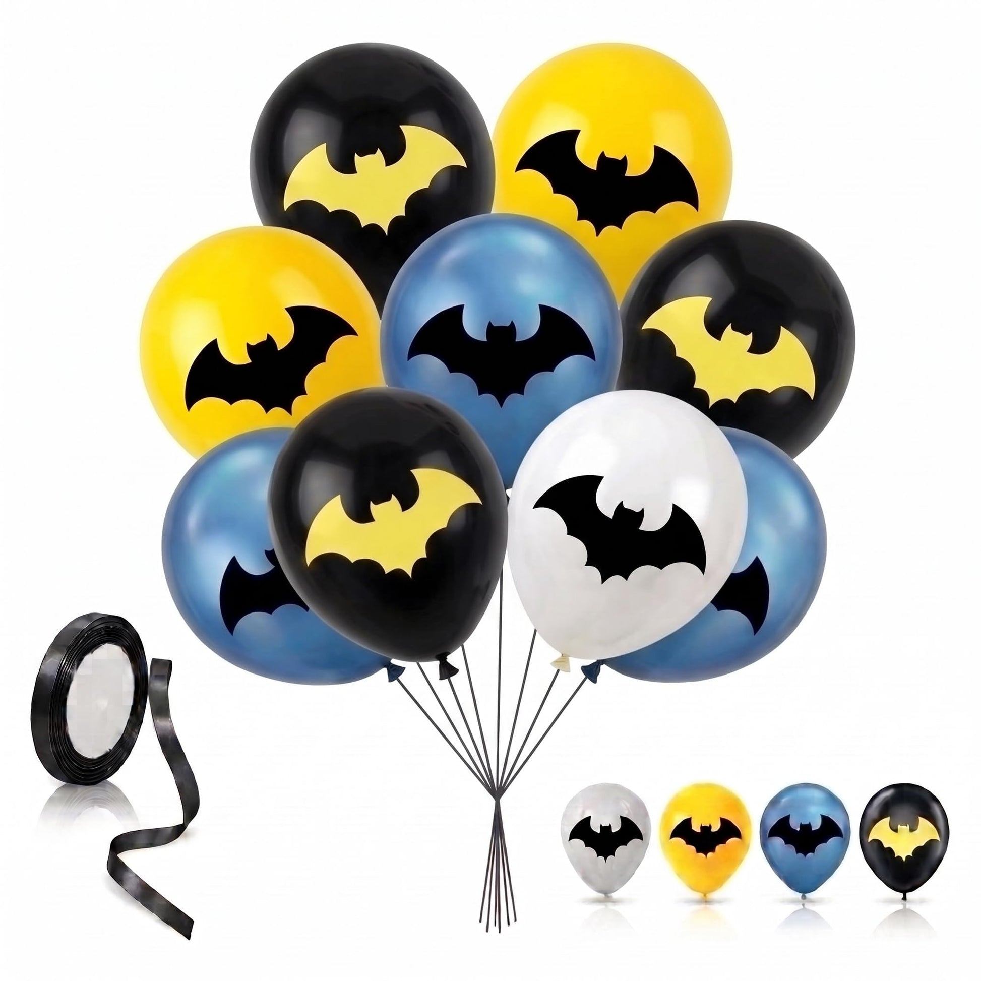 Bat Superhero 12" Birthday Balloons 30 Pcs Party Decorations Set for Kids