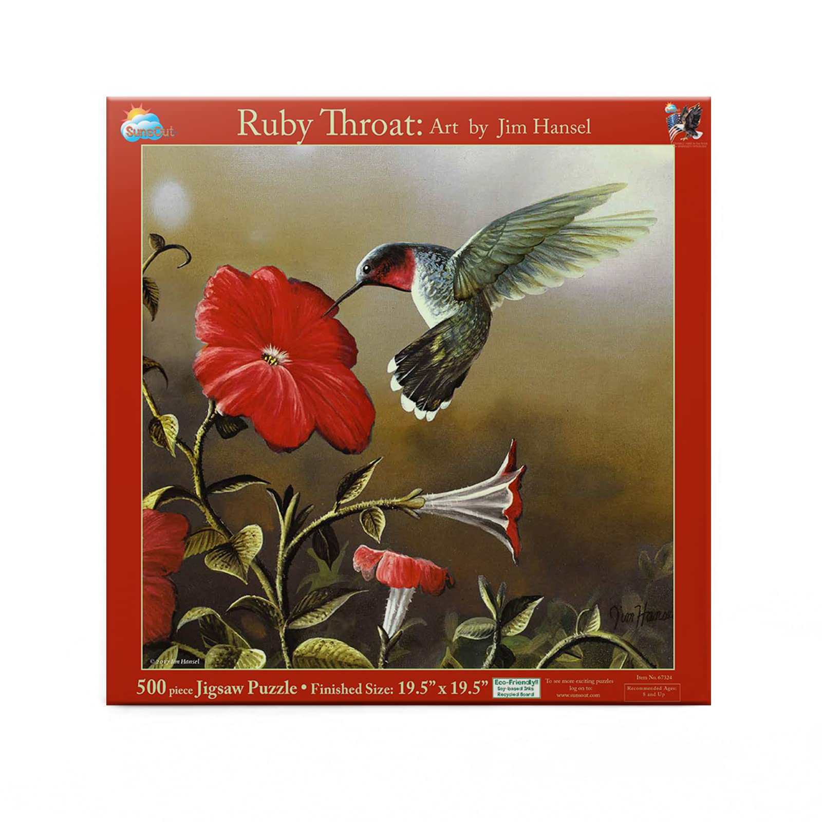SUNSOUT INC - Ruby Throat - 500 pc Jigsaw Puzzle by Artist: Jim Hansel - Finished Size 19" x 19" - MPN# 67324