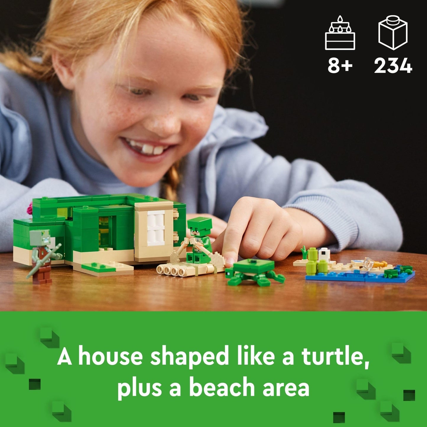 LEGO Minecraft The Turtle Beach House Construction Toy, Minecraft House Building Set with Turtle Figures, Accessories, and Characters from The Game