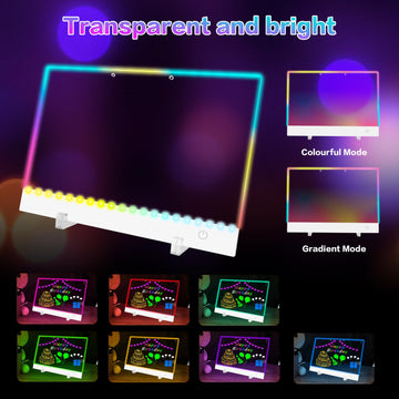 Rechargeable Led Drawing Board for Kids - 13.8"X10" Light Up Drawing Pad with 8 Colors, Sergamy Glow Dry Erase Board with 7 Markers & Stand kit