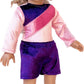 Little Gymnast - 2 Piece Outfit - Pink and Purple Gymnastic Leotard with Shorts - 18 inch Doll Clothes (Dolls not Included)