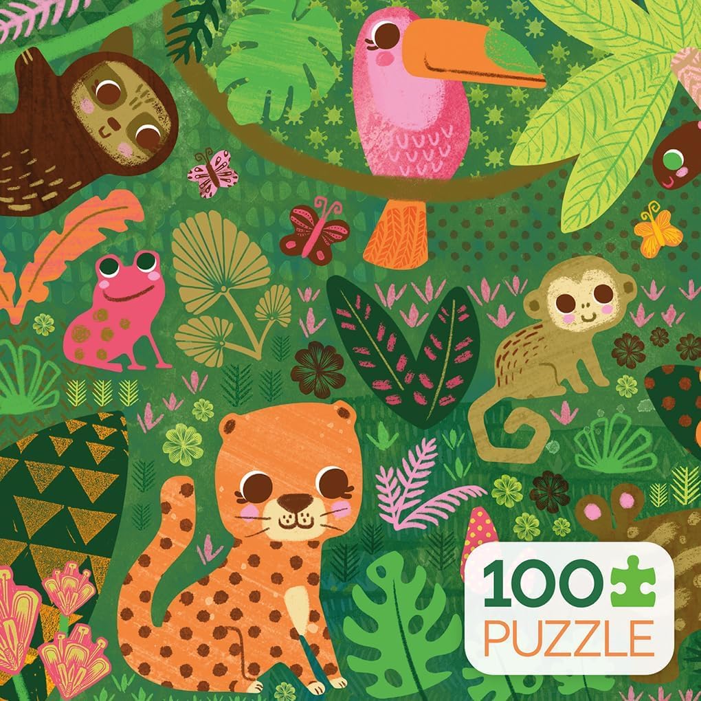 Ceaco - 100 Piece Jungle Animal Jigsaw Puzzle for Kids Ages 6-8