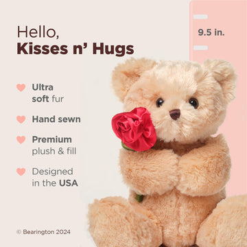Bearington Remington The Teddy Bear, 9.5 Inch Valentine's Day Stuffed Animal, Ideal for Valentine's Gift for Kids & Girlfriends - Teddy Bear Stuffed