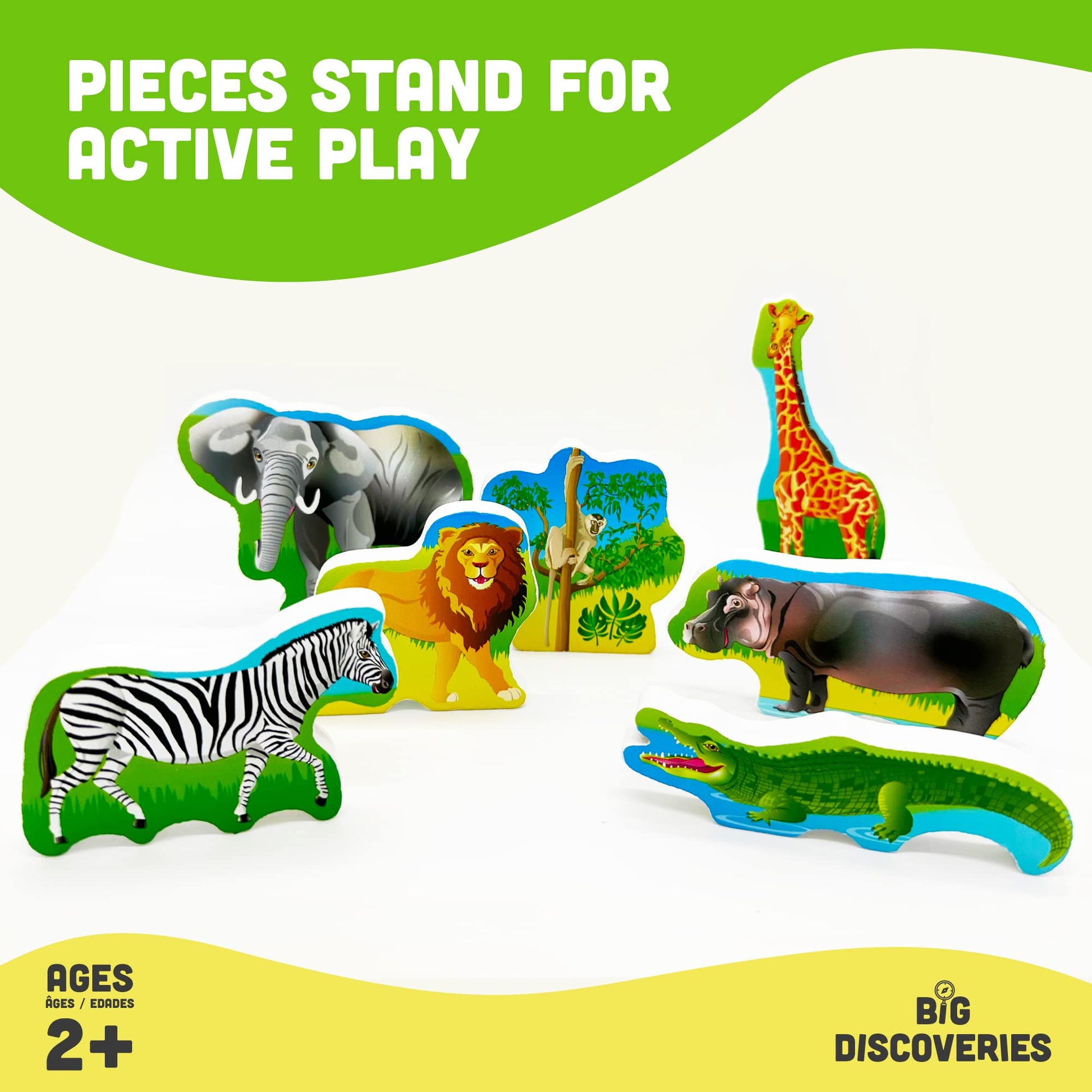 Big Discoveries Wooden Puzzle - Animal Wood Puzzles for Toddlers 2+ Years Old | Montessori Learning Puzzles for Kids - Great for Preschool Aged Boys