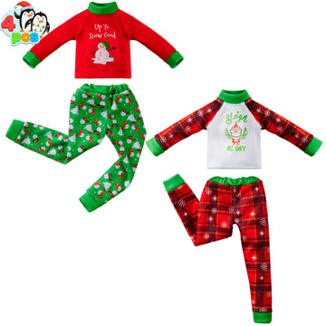 JOYIN 4 Pcs Christmas Elf Accessories - Xmas Clothing Ugly Sweaters for Dolls, Santa and Snowman Classic Style Green and Red Sweaters for Holiday