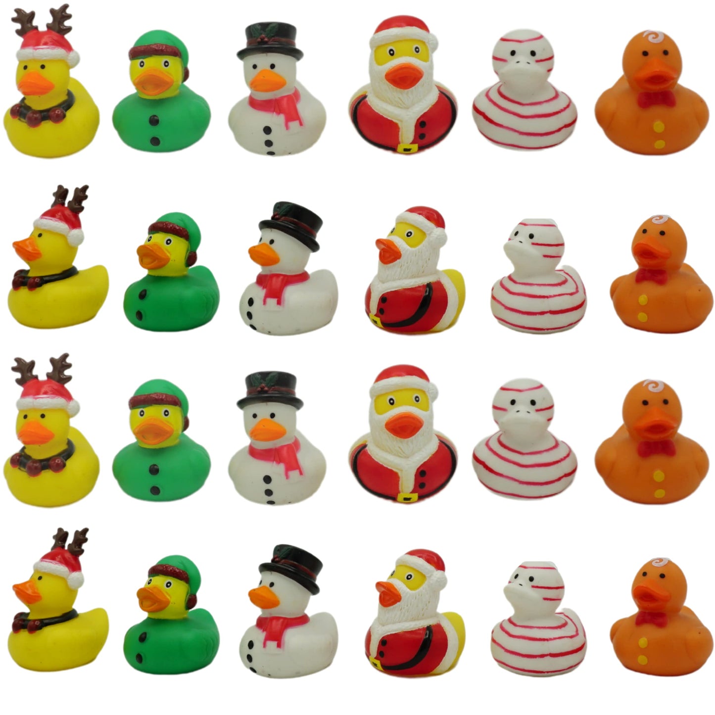 Christmas Rubber Ducks Bulk (24 Pack) Holiday Themed Rubber Duckies 2.5" - for Kids Party Favors, Bath Toys, Jeep Ducking, Bulk Gifts for Classroom by