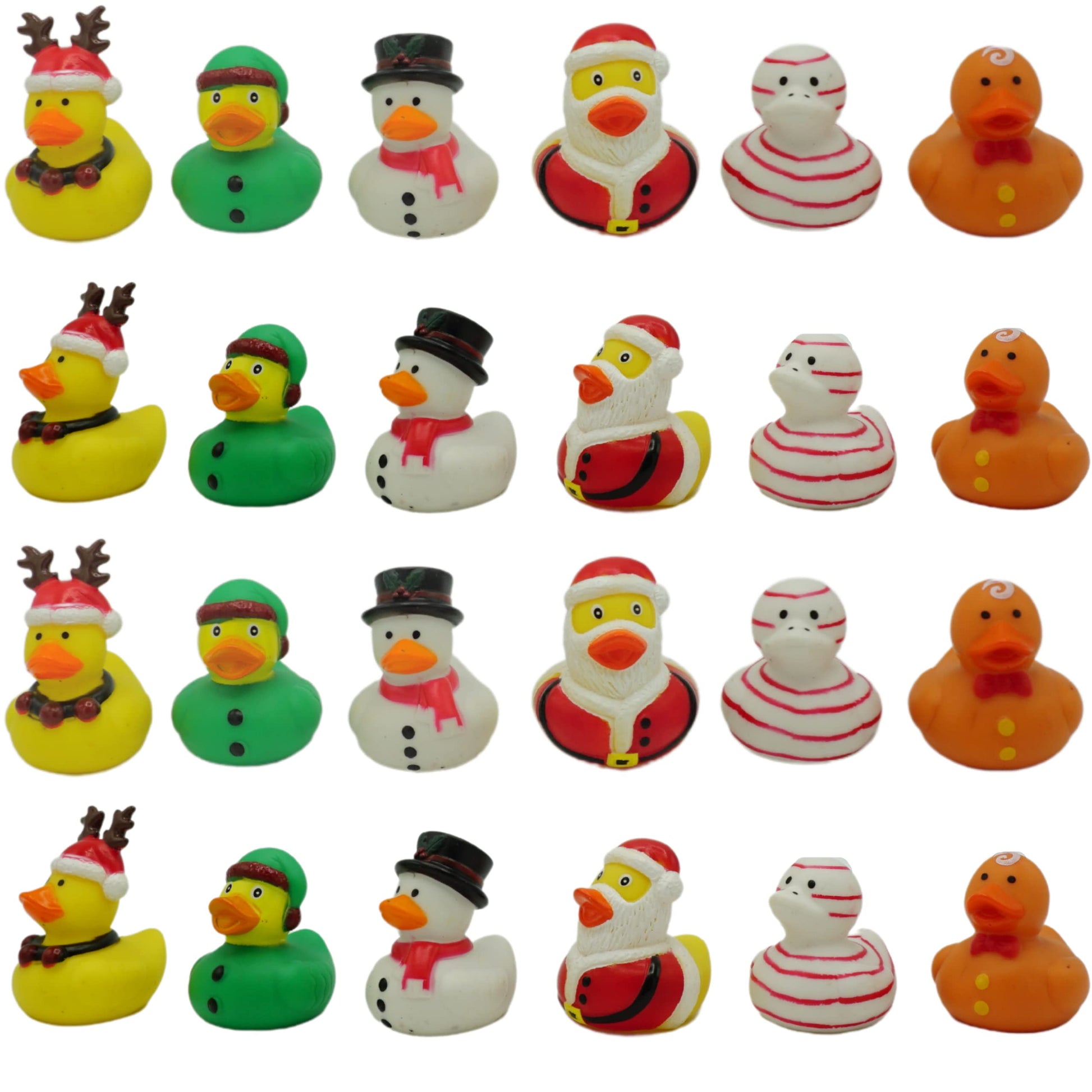 Christmas Rubber Ducks Bulk (24 Pack) Holiday Themed Rubber Duckies 2.5" - for Kids Party Favors, Bath Toys, Jeep Ducking, Bulk Gifts for Classroom by