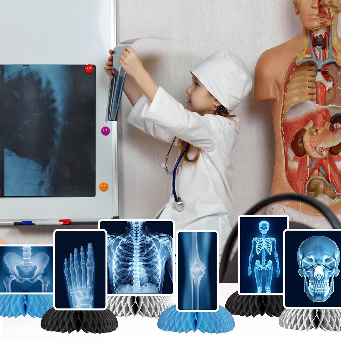 9Pcs Radiology X Ray Honeycomb Centerpieces Radiology Party Favors Birthday Party Decorations X Ray Centerpieces Decorations Supplies for Radiology