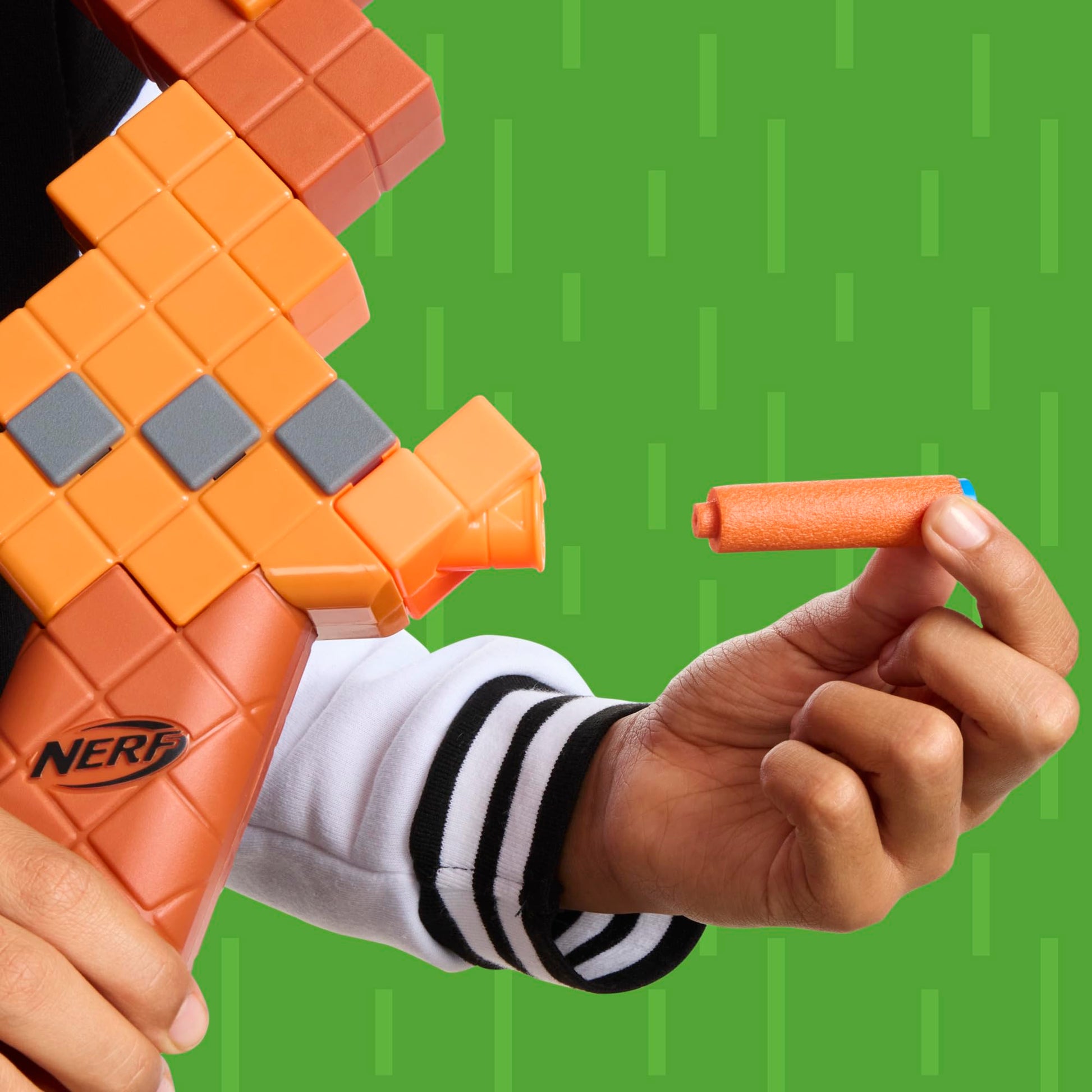 Nerf Minecraft Bow Dart Blaster, Pull-Back String Priming, 8 N1 Darts Compatible Only N1 Dart Blasters, Ages 8+