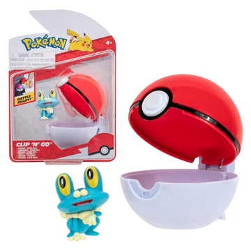 Pokémon PKW3133 - Clip'n'Go Poké Balls - Froxy & Pokéball, Official Pokéball with 5 cm Figure Red Ball