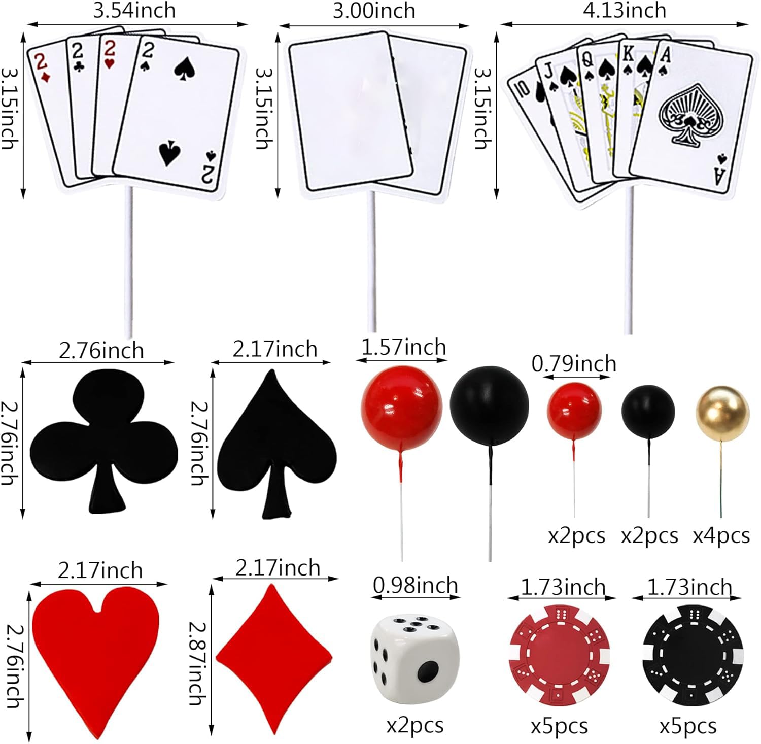 29 PCS Casino Cake Decoration Dice Poker Chips Ball Cake Topper Set