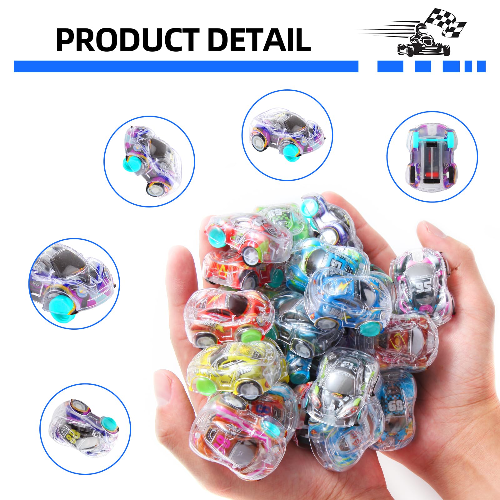 Benzem 50 Pcs Mini Pull Back Cars Set, Pull Back Racing Vehicles for Kids Toddlers, Bulk Toys Party Favors Treasure Box, Classroom Prizes, Pinata