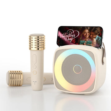 TANALAZ Voice Changer Karaoke Machine with 2 Microphones, Wireless Bluetooth Speaker for Home Party, Portable Mic Set for Kids Adults, Dynamic Lights