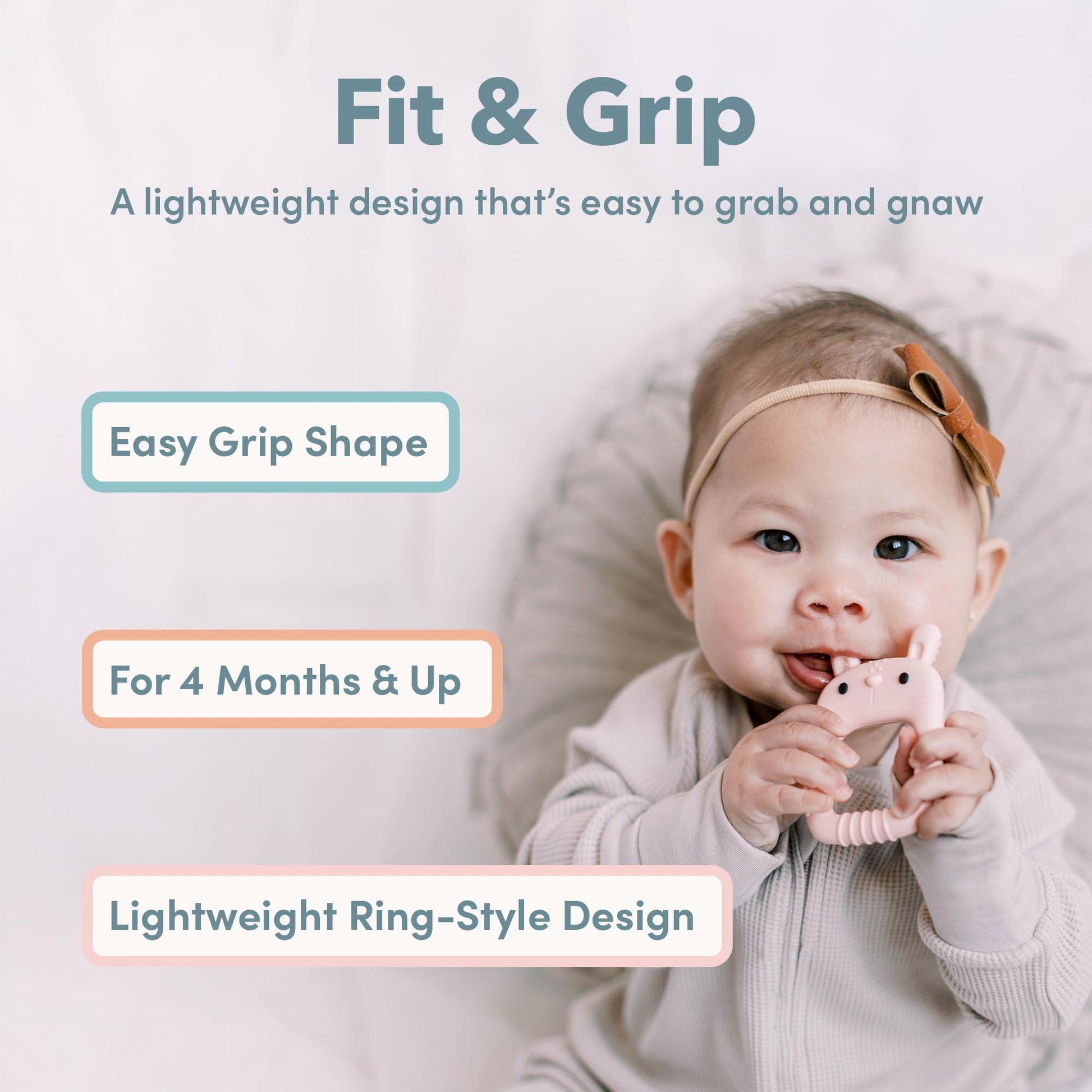 Loulou Lollipop Wild Silicone Teether for Babies 4 Months and Up, Textured Teething Ring for Sore Gums, BPA-Free Food-Grade Silicone, Easy-Grip Open