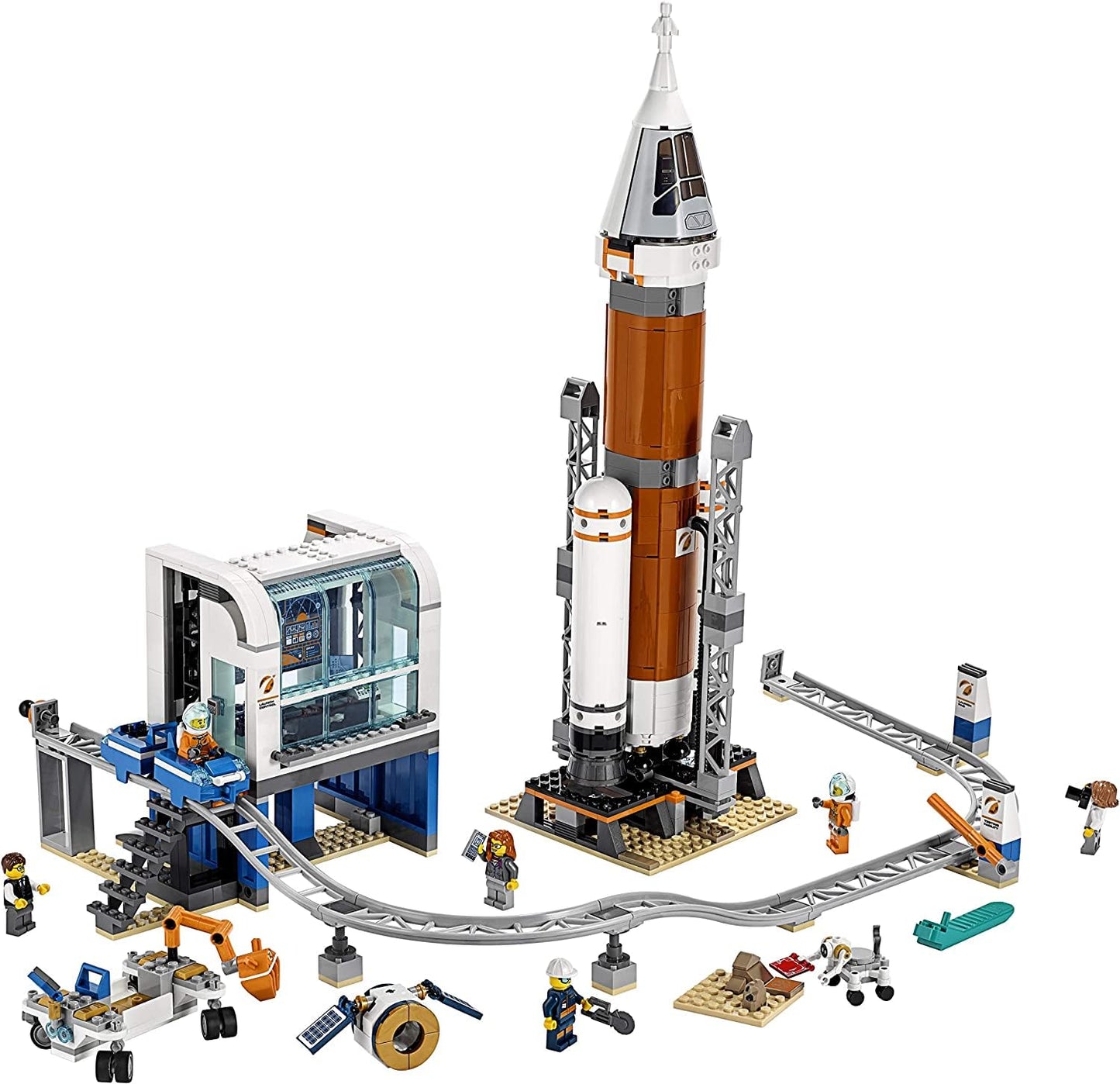 LEGO City Space Deep Space Rocket and Launch Control 60228 Model Rocket Building Kit with Toy Monorail, Control Tower and Astronaut Minifigures, Fun