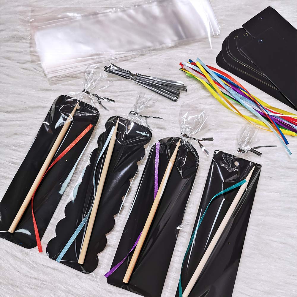 Supla 36 Sets 4 Style Magic Scratch Rainbow Bookmarks Making Kit for Kids Students Party Favor Scratch Paper DIY Bookmarks Bulk with Scratching Tools