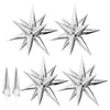 Maylai 50 PCS 40'' Large Silver Star Balloons Big Metallic Explosion Star Foil Balloons 12 Point Star Balloons Cone Mylar Balloons Spike Balloons