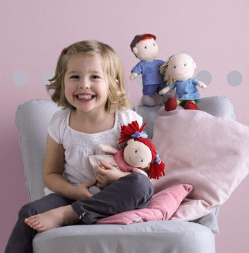 HABA Soft Doll Mirle 8" - First Baby Doll with Blonde Pony Tail for Ages 6 Months +