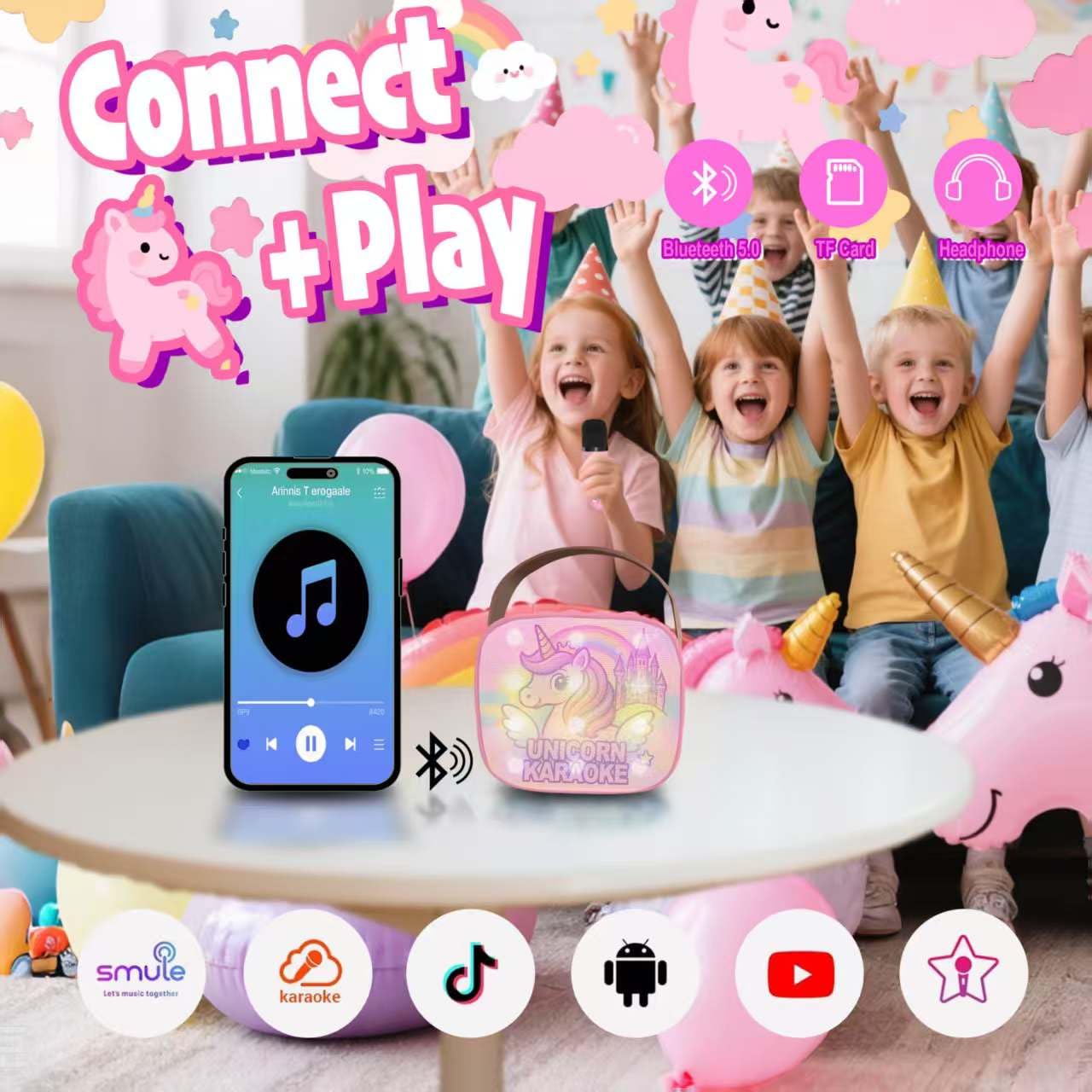 Unicorn Toys for Girls Age 4-6 Mini Karaoke Machine for Girls Unicorn Birthday Decorations Toys 3 4 5 6 7 8 9 Year Old Girl Birthday Gifts with 2