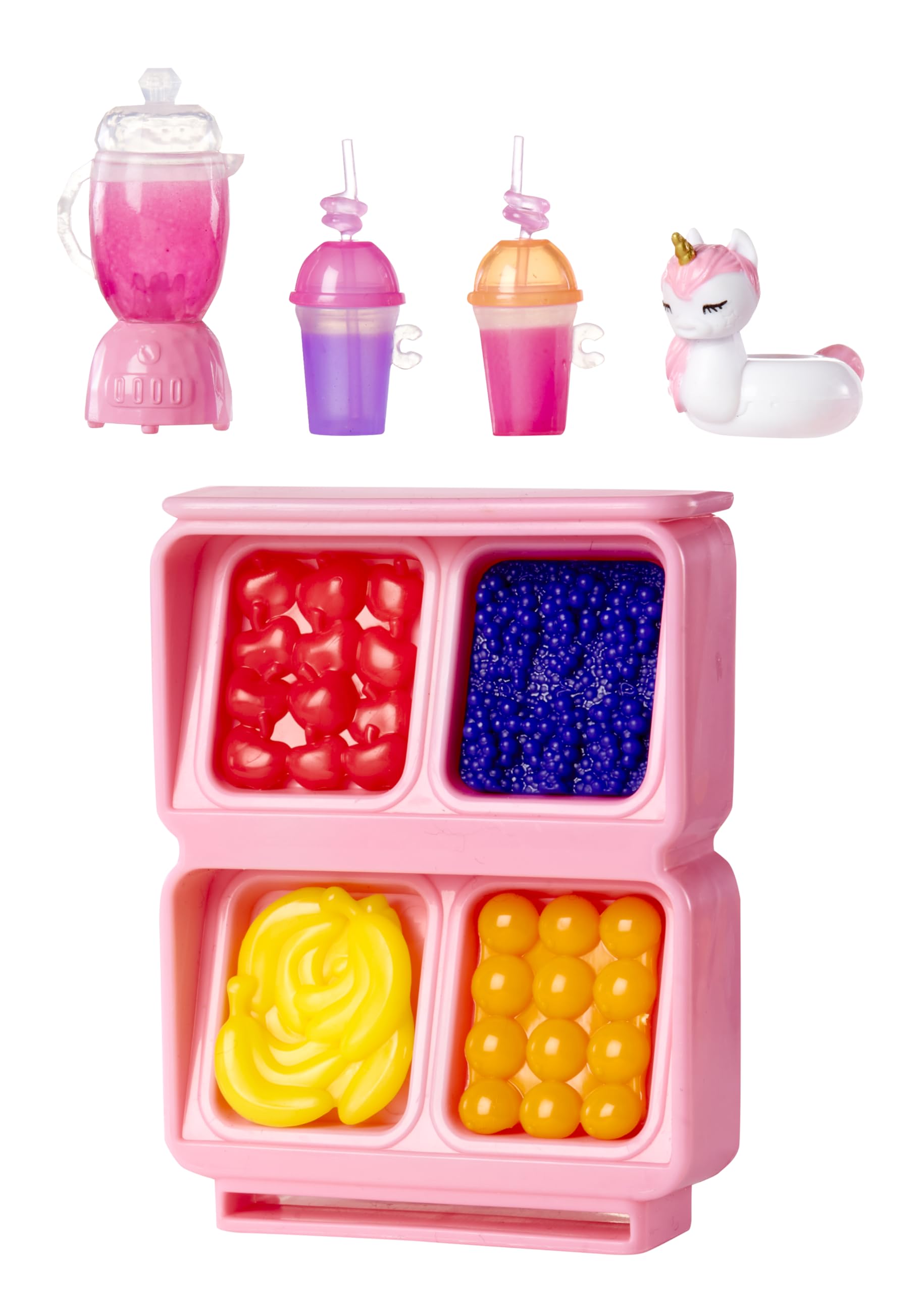 Rainbow High Littles Pool Day Playset + Small Doll (Pink 5.5”), Pool with Rainbow Slide, Accessories, Smoothie Stand, Kids Gift Ages 4+