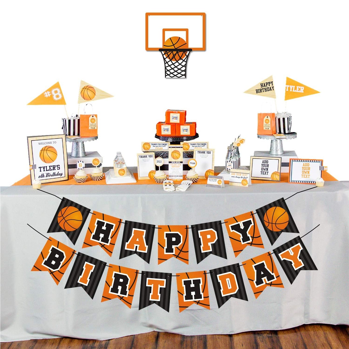 Levfla Basketball Happy Birthday Banner Basketball Party Decorations Basketball Themed Birthday Party Banner Garland Sign for Sports Theme Game Day
