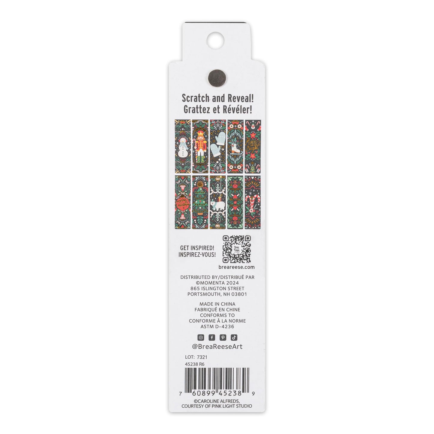 Brea Reese: Scratch Art Bookmark Kit - Holiday Motifs - 10 Bookmarks, Metallic Guided Art, Holiday-Themed, Family-Friendly, Calming Adult Craft Kit