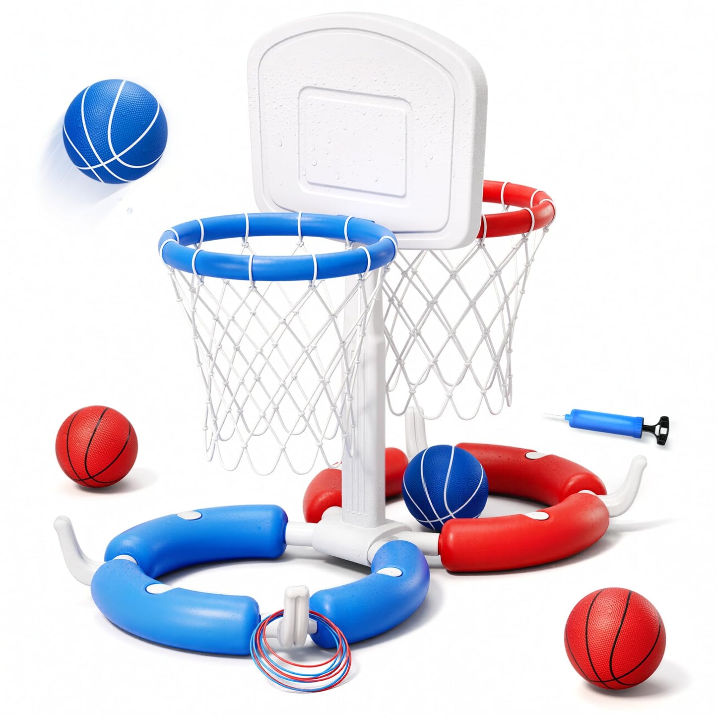 HYES Double Floating Pool Basketball Hoop with Backboard