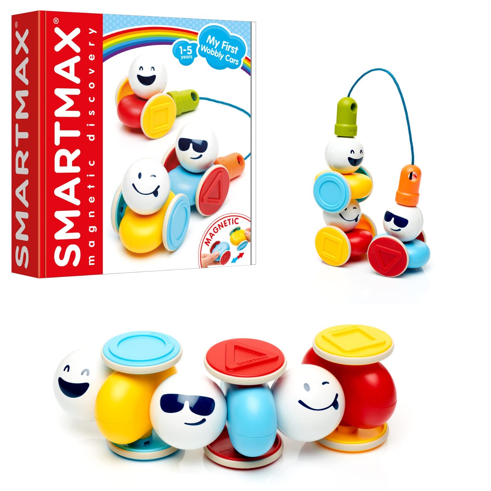 SmartMax My First Wobbly Cars Magnetic Building Toy STEM Learning Set Ages 1-5