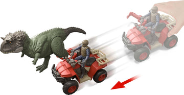 Mattel Jurassic World Pack with Vehicle, Human & Dinosaur Action Figure, Capture Claw ATV Pack, Catch & Launch Storytelling Features