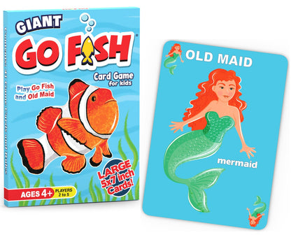 Arizona GameCo Giant Go Fish Card Game for Kids and Families - Play Go Fish and Old Maid - Large 5x7in Cards - Adorable Animal Art - a Fun Gift idea