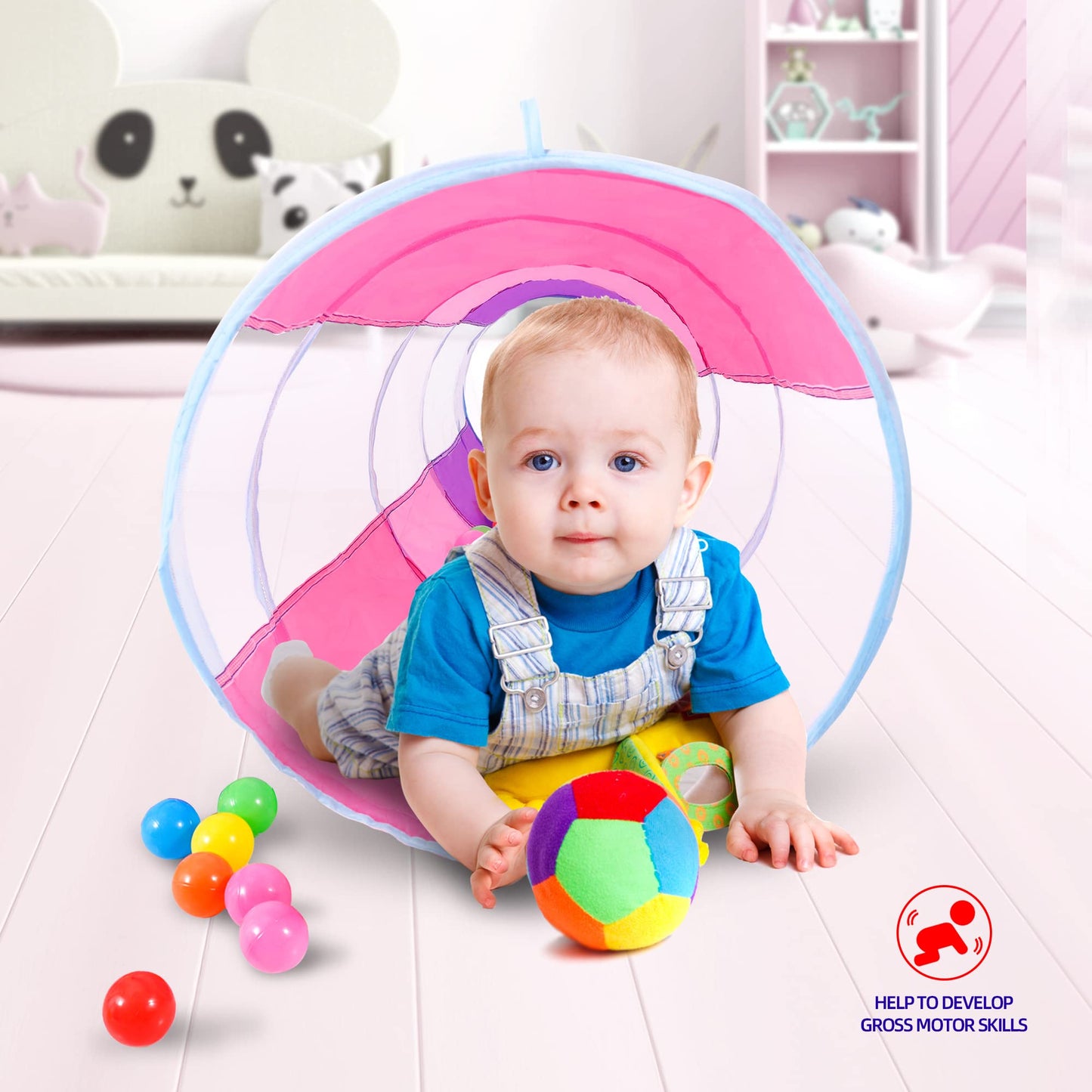 Play Tunnel for Toddlers 1-3, Tunnel for Kids to Craw Through Sensory Toys for 1 Year Old Boy Girl Babies Kids, Indoor Outdoor Great for Motor
