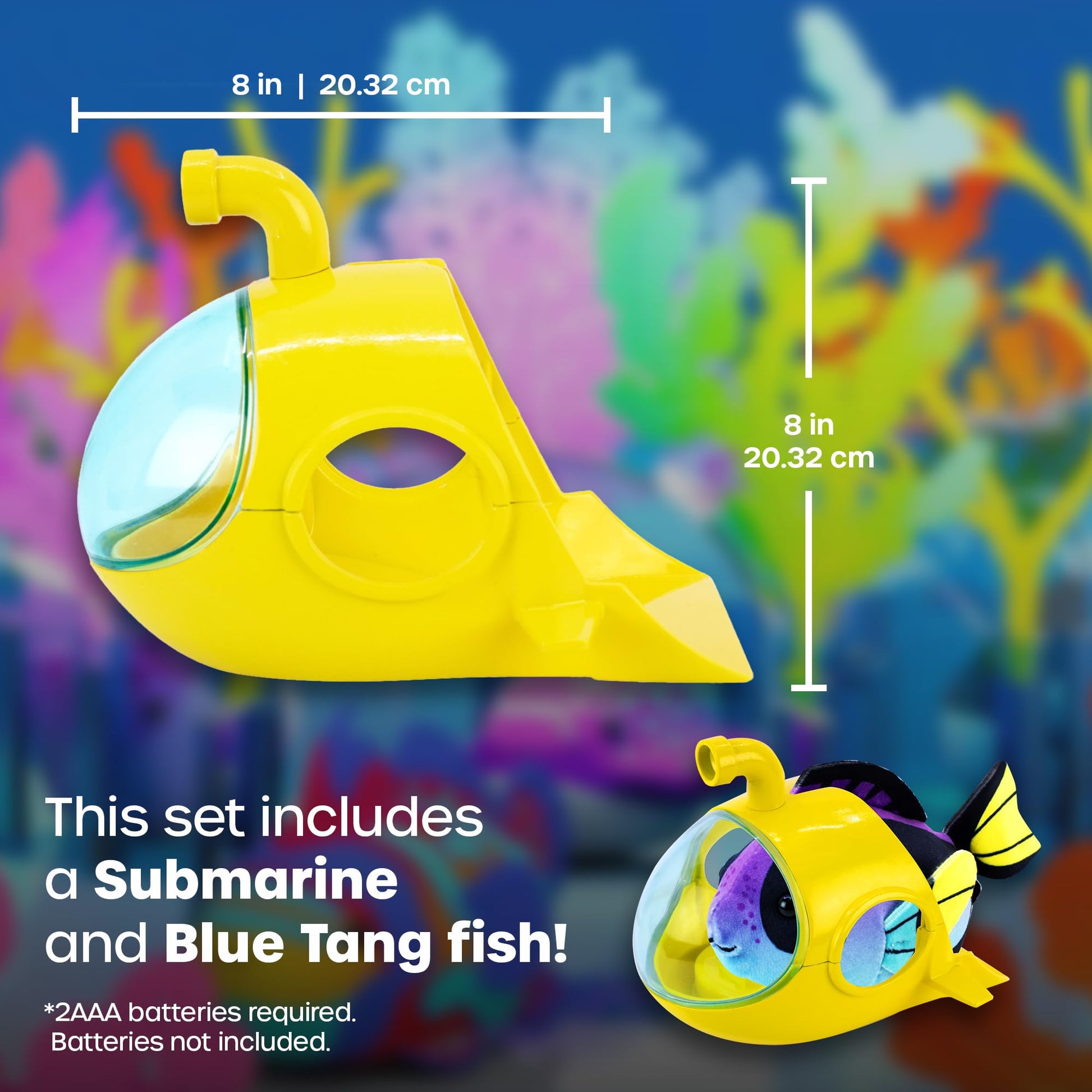 ZhuZhu Aquarium Submarine + Motorized Fish Toy (Blue Tang)