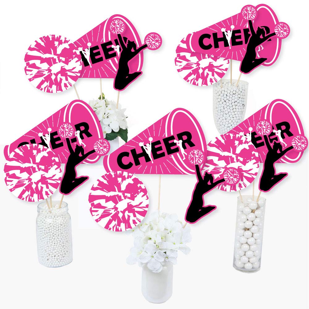 Big Dot of Happiness We Got Spirit - Cheerleading - Birthday Party or Cheerleader Party Centerpiece Sticks - Table Toppers - Set of 15
