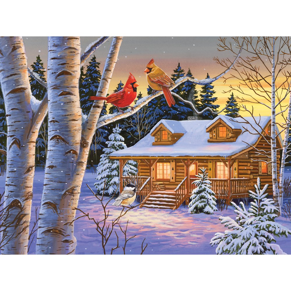 Bits and Pieces - 500 Piece Jigsaw Puzzle for Adults - Rustic Retreat - Snowy Winter Scene Jigsaw Puzzle by Artist William Vanderdasson, Completed