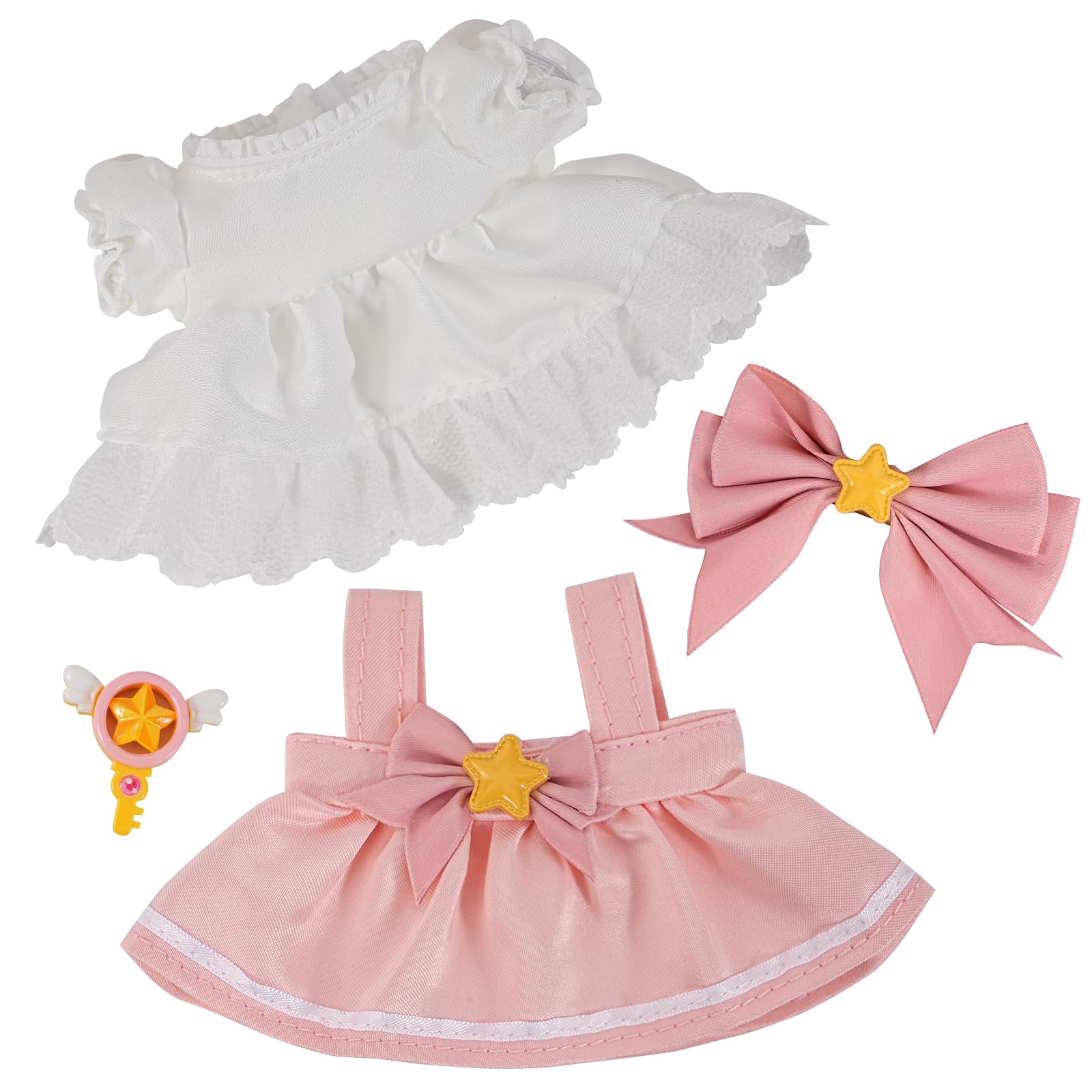 17cm Doll Clothes,6.7 Inches(15-17cm ) Cute Clothes Suitable for Dolls Accessories, 4-Piece Clothes for Dolls Outfit (NO Doll) (Pink Princess)