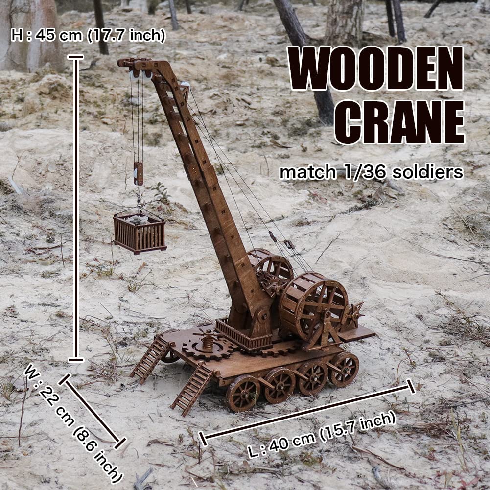 YAQUMW European Medieval Retro Wooden Cranes Crafting and Building Challenging Tabletop Game Toy Model Kits-1:36 Scale DIY 3D Wooden Puzzles