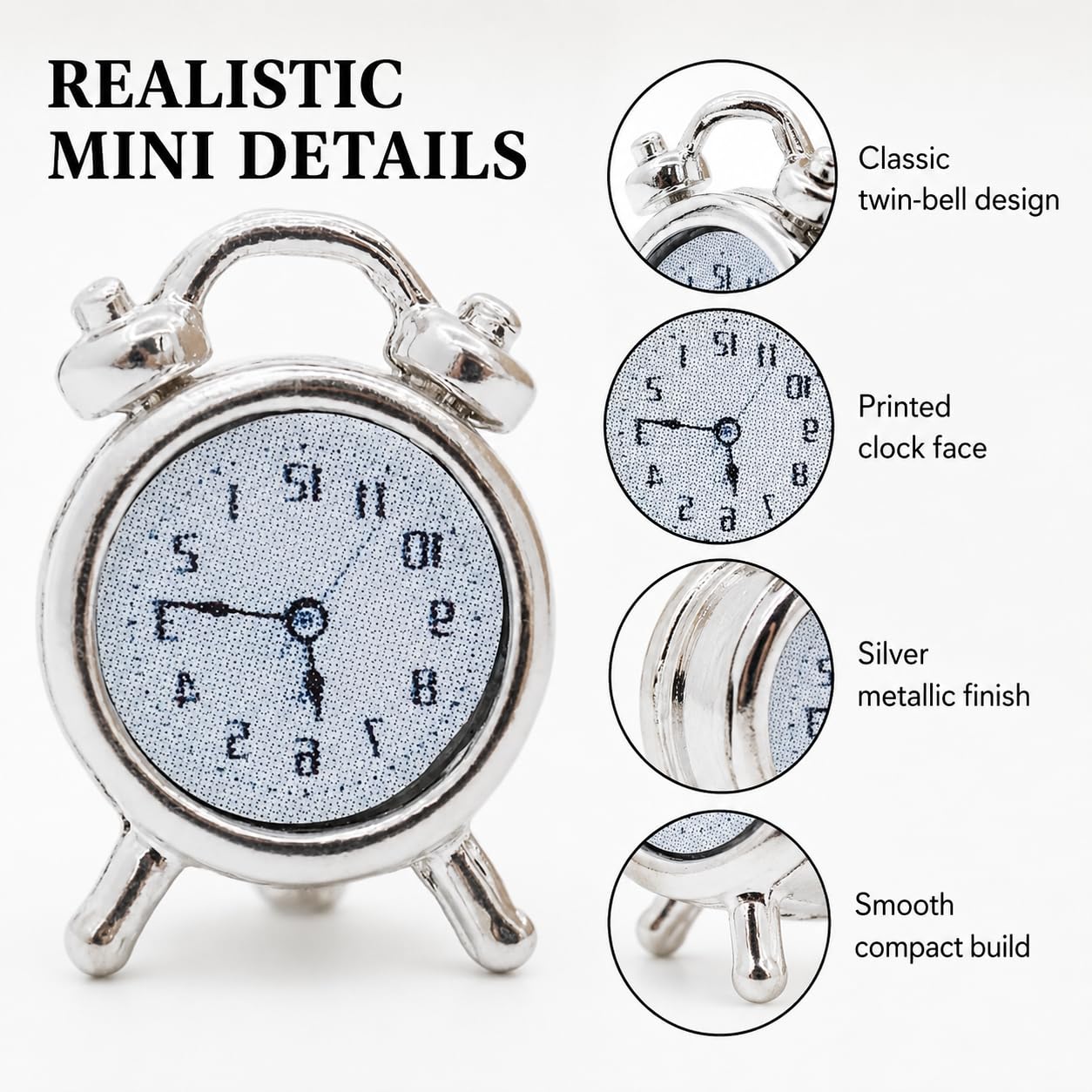 Miniature Alarms Dollhouse Decoration Accessories, 1/12 Scale, 1:12 Scale Miniature Scene Dollhouse Ornaments Decorative Accessory,Clock for DIY Craft