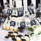 Soccer Black White Happy Birthday Banner, Football Birthday Banner for Boys Girls Birthday Party Decorations, Swallowtail Flag Happy Birthday Bunting
